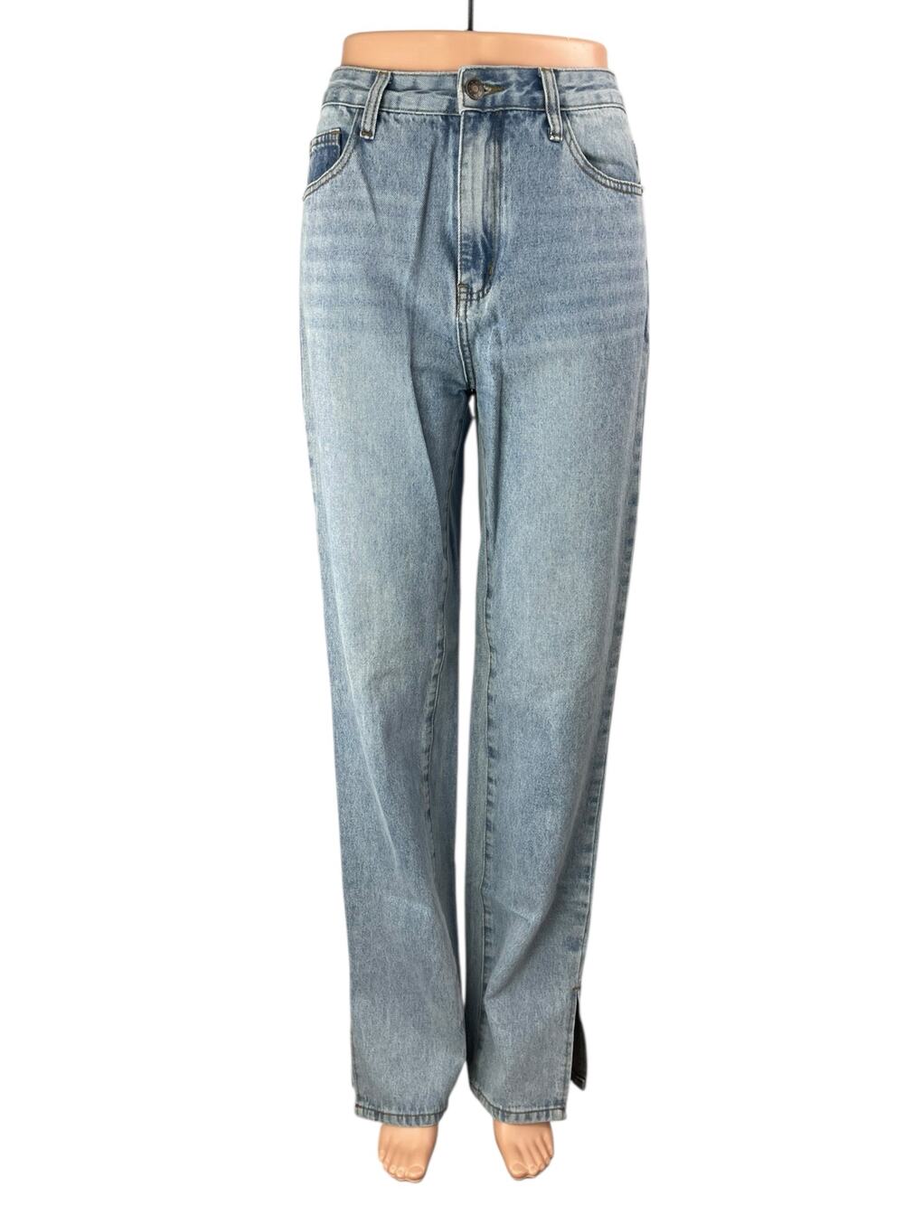Lioness Women's Blue Light Wash High Waisted Wide Leg Denim Jeans Pants Size S